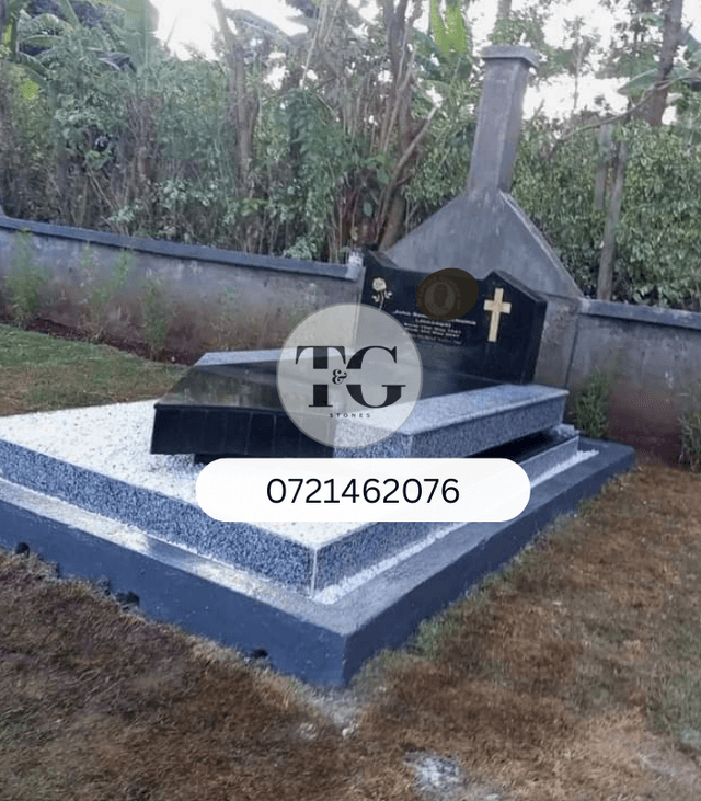 Gray and Black Granite Monument